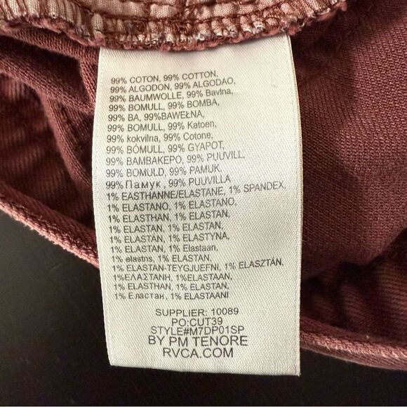 RVCA Spanky Denim Jeans Mens Sz 33 Red Slim Straight Stretch Outdoor Comfort - Picture 11 of 15